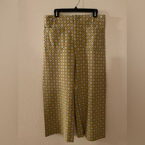 Yellow Patterned Wide-Leg Crop Pants - Anthropology Maeve Colette